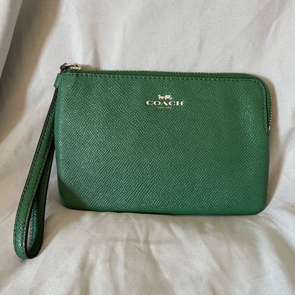 Coach wristlet wallet, green, used